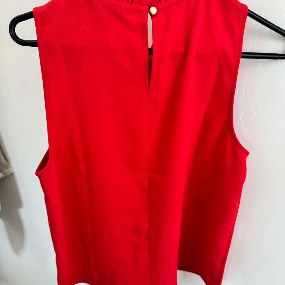 J CREW Red Sleeveless Ruffle Neck Top - Picture 3 of 6